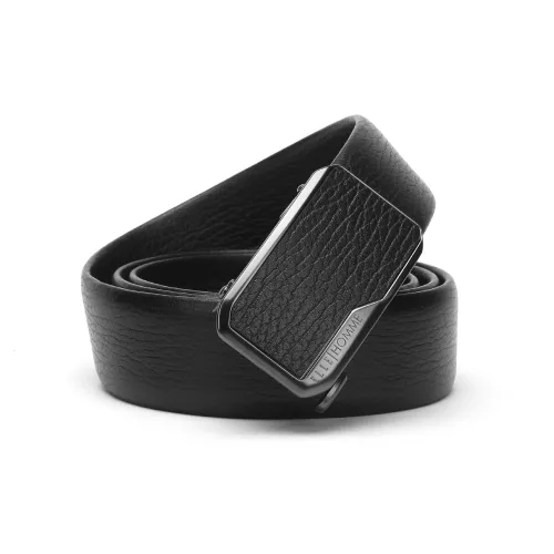 ELLE HOMME Leather Belts Men Black Gift Box Sets