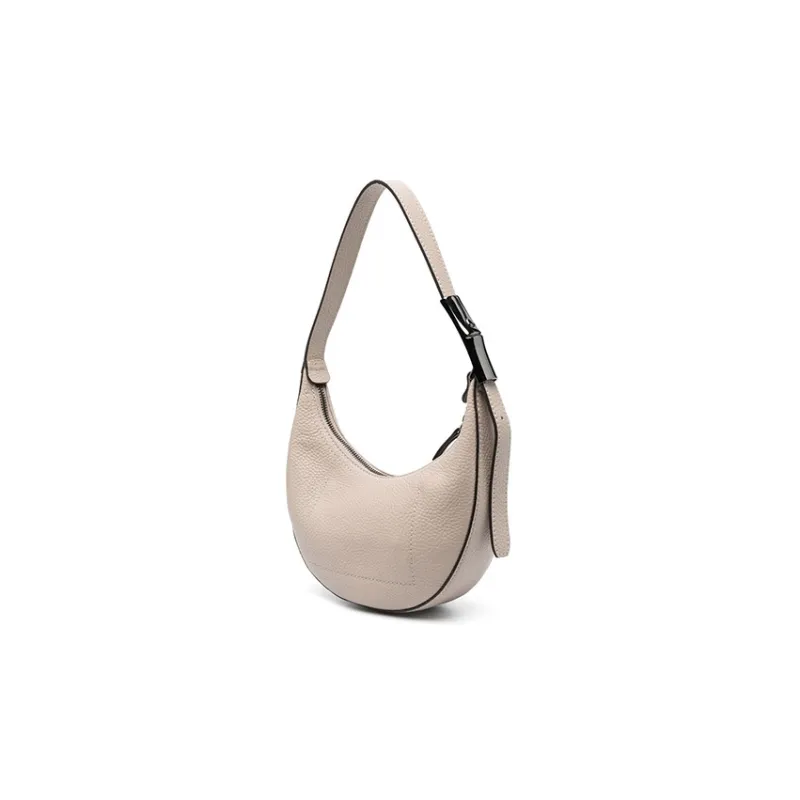 LONGCHAMP Roseau Essential Cow Leather Crescent Bag, Handbag, Shoulder Bag Women's Almond-1