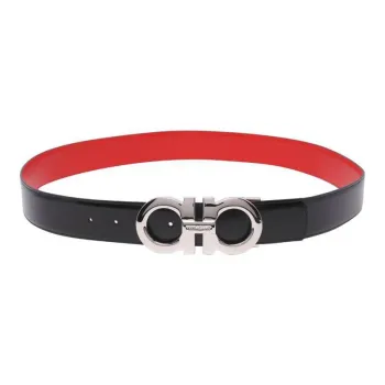 FERRAGAMO Double Sided Multicolor Leather Belts Men's Red