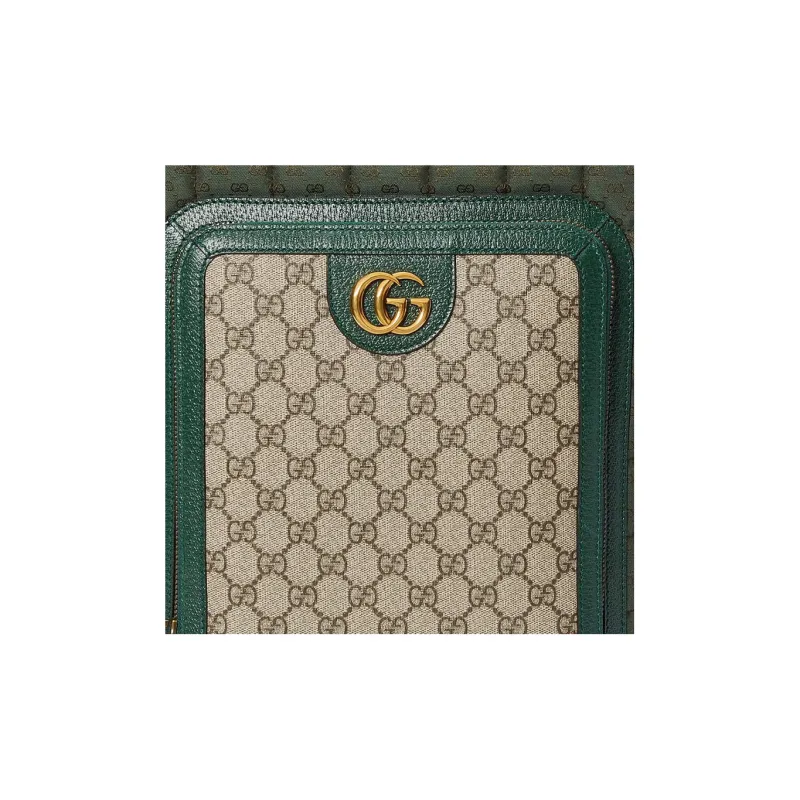 GUCCI Ophidia Canvas With Leather Trim Backpack Medium Size Women's Green-7