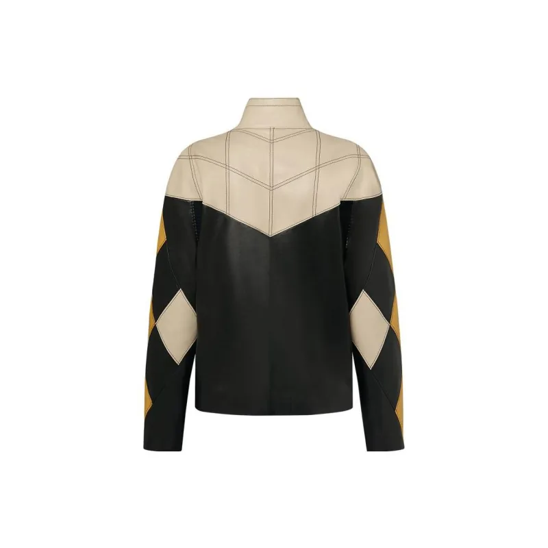 LOUIS VUITTON Harlequin Sleeve Leather Jacket-1