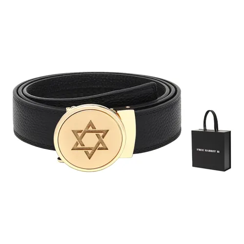 FREE RABBITⅡ Round Star Buckle Head Belt Top Grain Cow Leather Business For Young And Middle Aged Men
s