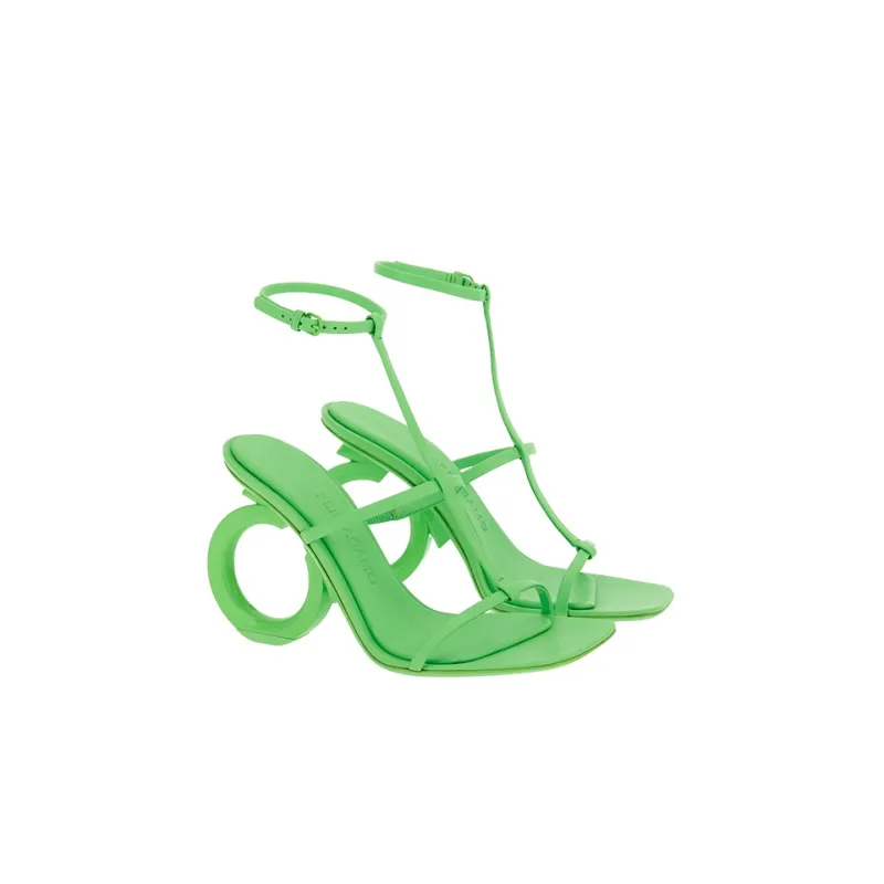 FERRAGAMO Elina One-Strap Sandals 10.5cm Women's Green-2