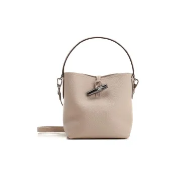 LONGCHAMP Roseau Essential Cow Leather Bucket Bag Handbag Shoulder Bag Crossbody Bag Small Size Women's Light Beige