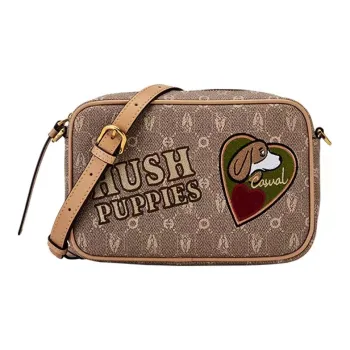 Hush Puppies PVC Small Square Bag Camera Bag Shoulder Bag Crossbody Bag Small Size Women's Khaki