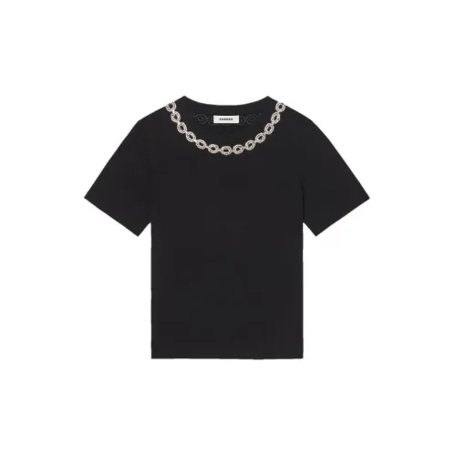 Sandro Crystal-embellished Cotton T-shirt