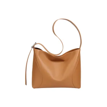 YOCAMU Genuine Leather Tote Bag Shopping Bag Shoulder Bag Crossbody Bag Medium Size Unisex Brown/Black