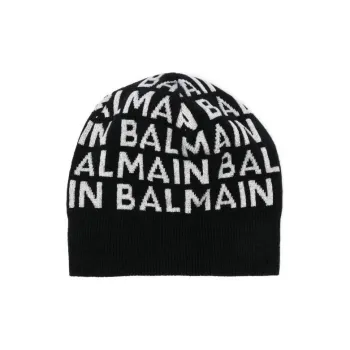 BALMAIN Logo-intarsia Knitted Beanie
