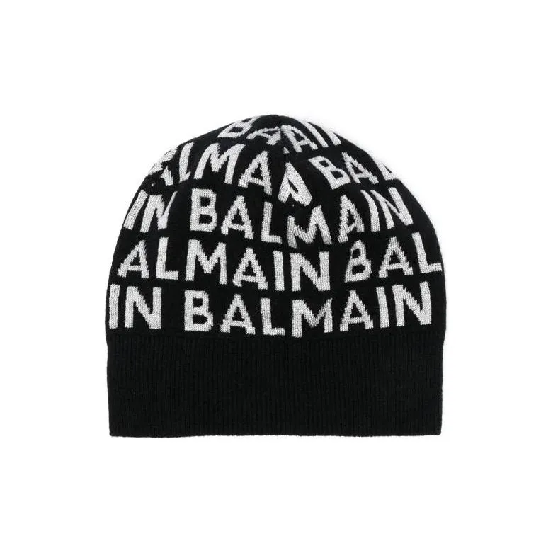 BALMAIN Logo-intarsia Knitted Beanie-0