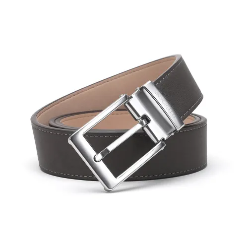 ELLE HOMME Leather Belts Men Gray Gift Box Sets