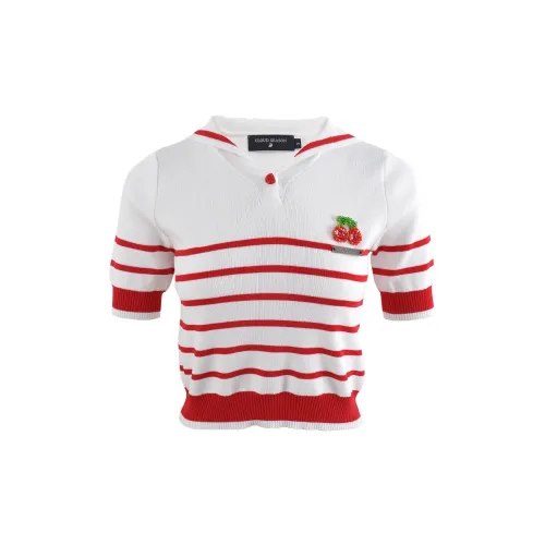 CLOUD SEASON T-Shirts Women's Red/White Stripe