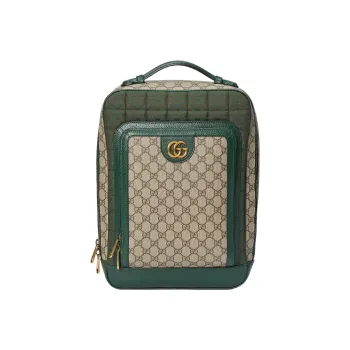 GUCCI Ophidia Canvas With Leather Trim Backpack Medium Size Women's Green
