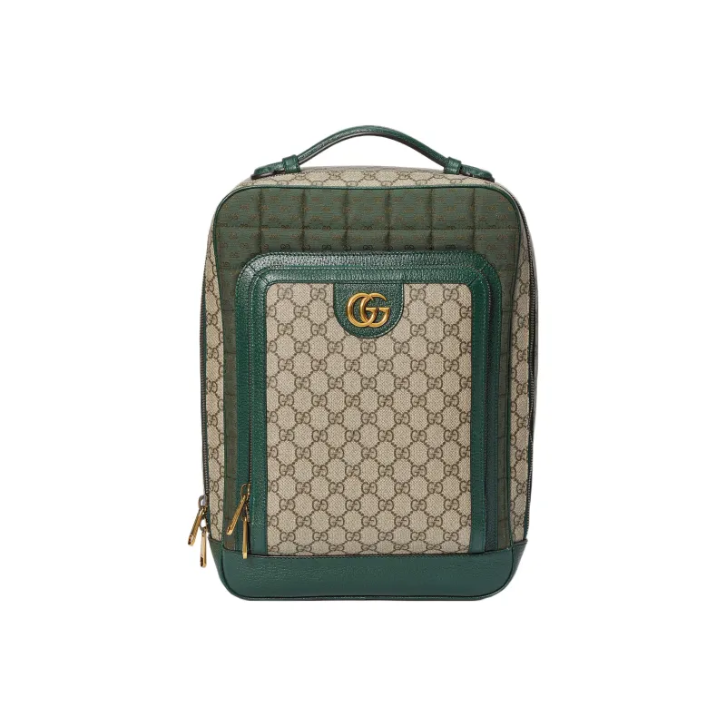 GUCCI Ophidia Canvas With Leather Trim Backpack Medium Size Women's Green-0