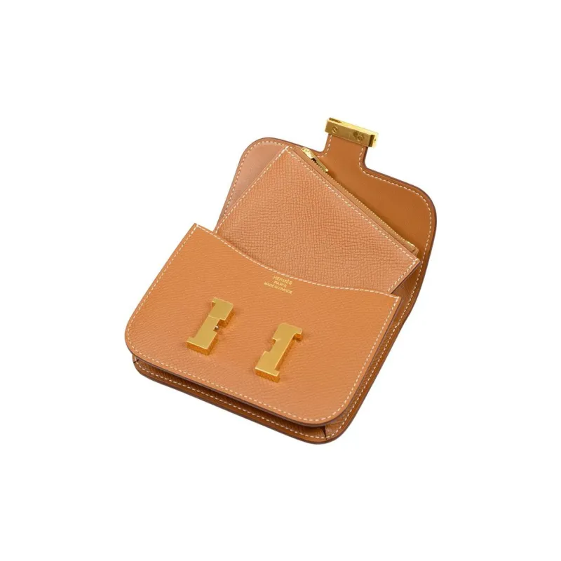 HERMES Constance Slim Epsom Calfskin Wallet Card Holder Fanny Pack Crossbody Bag Regular Women's 1H Toffee Toffee Color-4