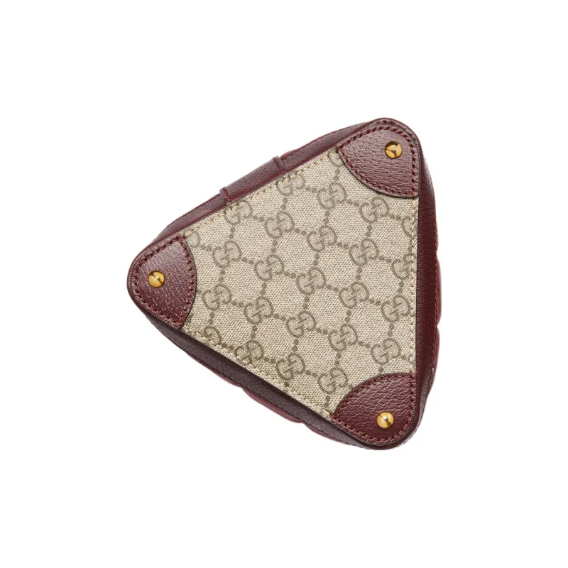 GUCCI Canvas With Leather Trim Bucket Bag, Handbag, Shoulder Bag, Crossbody Bag Mini Women's Burgundy-5