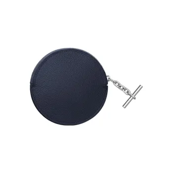 HERMES Strap Evercolor Calfskin Coin Purse Women's 2Z Bleu Nuit Midnight Blue