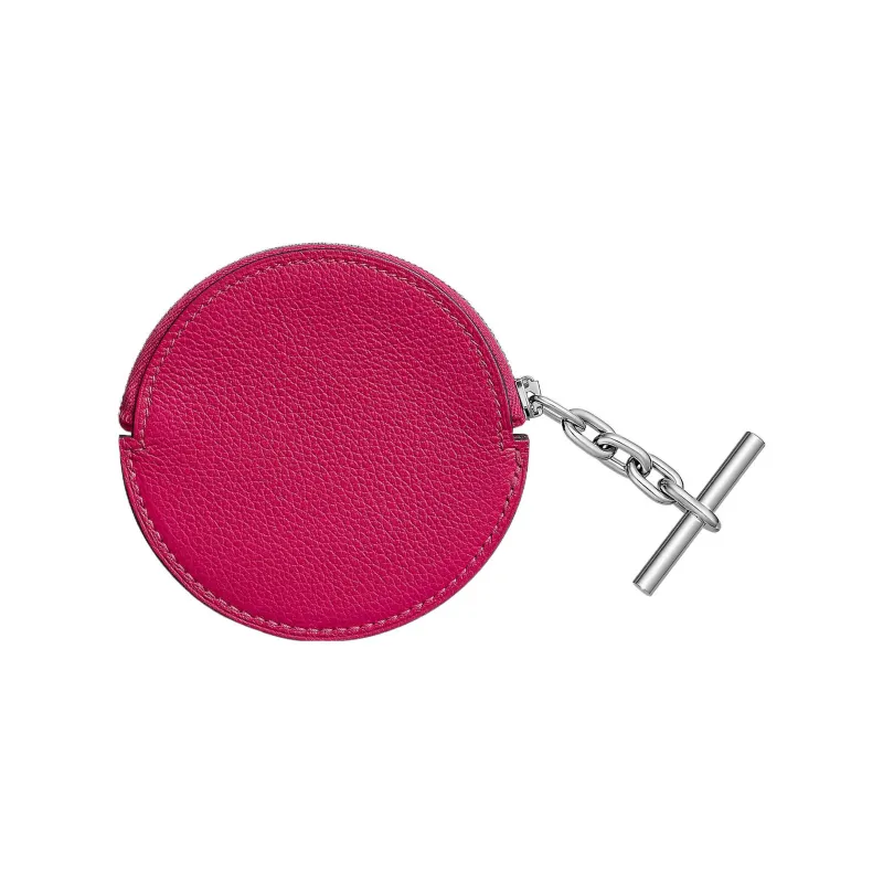 HERMES Strap Evercolor Calfskin Coin Purse Women's 90 Framboise Overripe Plum Color-0