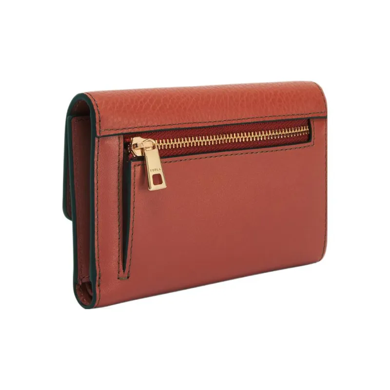 Furla Primula Cow Leather Wallet Medium Size Women's Brown Red-1