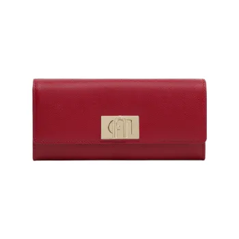 Furla 1927 Collection Grained Leather Wallet Women's Deep Red