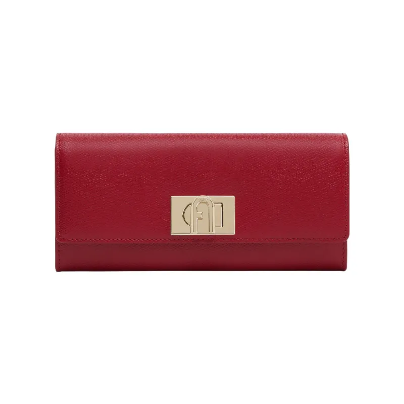 Furla 1927 Collection Grained Leather Wallet Women's Deep Red-0