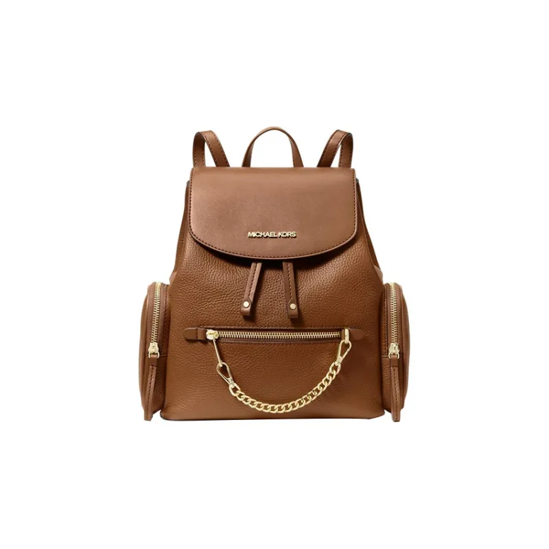 MICHAEL KORS Jet Set Litchi Grain Leather Backpack Medium Size Women's Brown-0