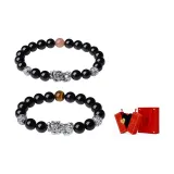 Silver-Chinese Auspicious Animal Beaded Bracelet-Couple's+Sweet Love Confession Box