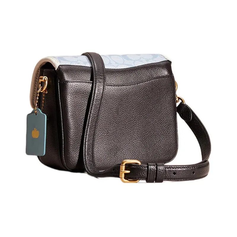 COACH Cassie Eggstone Grain Leather Square Bag Handbag Crossbody Bag Small Size Women's Black & Blue-2