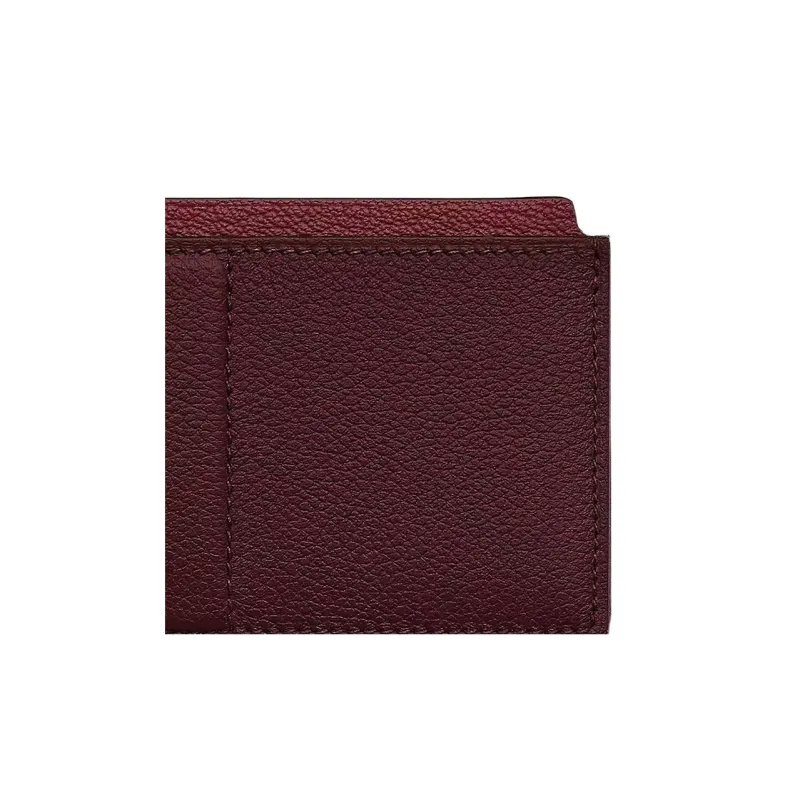 HERMES Evercolor Calfskin Mysore Sheepskin Card Holder Women's Maroon/Burgundy-1