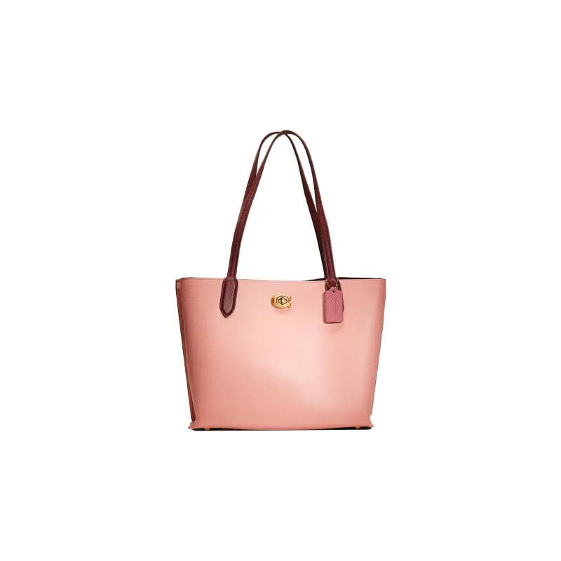 COACH Willow Pebbled Leather Tote Bag Shopping Bag Handbag Shoulder Bag Women's Candy Pink-0