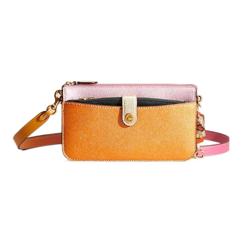 COACH Noa Pop Up Pebbled Leather Envelope Bag Crossbody Bag Shoulder Bag Women's Yellow-0