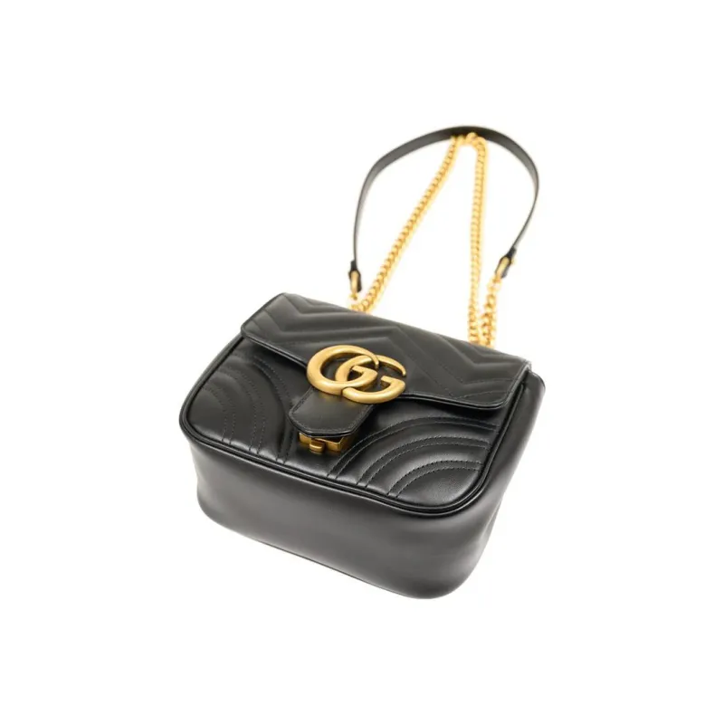 GUCCI Marmont Leather Crossbody Bag Shoulder Bag Women's Black-3