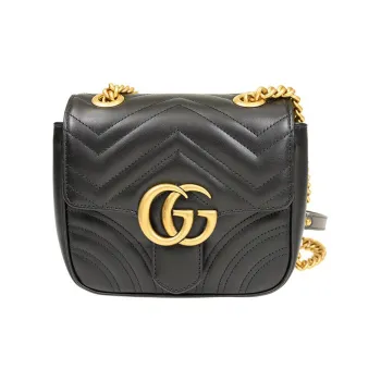 GUCCI Marmont Leather Crossbody Bag Shoulder Bag Women's Black