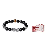 Silver-Chinese Auspicious Animal Beaded Bracelet-Men's+Love Confession Box