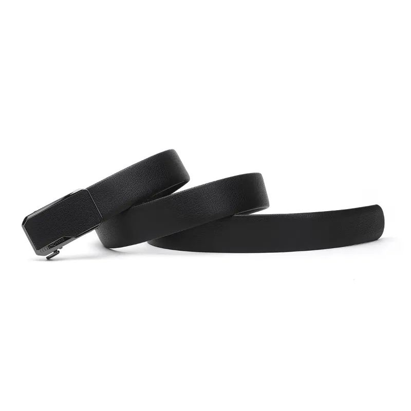 ELLE HOMME Men's Automatic Buckle Top Grain Cow Leather Belt Black, Alloy Buckle With Leather Cover, Width 3.7cm Men's-2