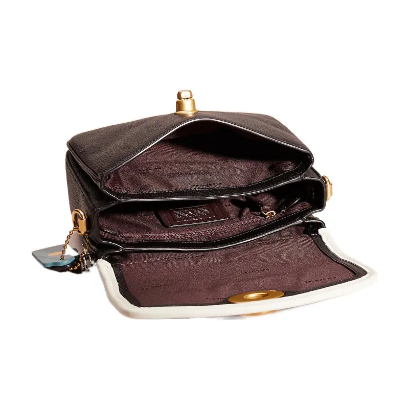 COACH Cassie Eggstone Grain Leather Square Bag Handbag Crossbody Bag Small Size Women's Black & Blue-1