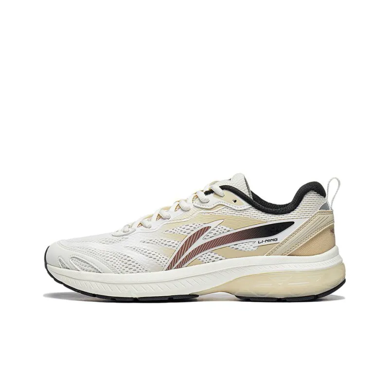 LiNing Anti Slip Wear Resistant Low Top Running Shoes Men's White Yellow-0