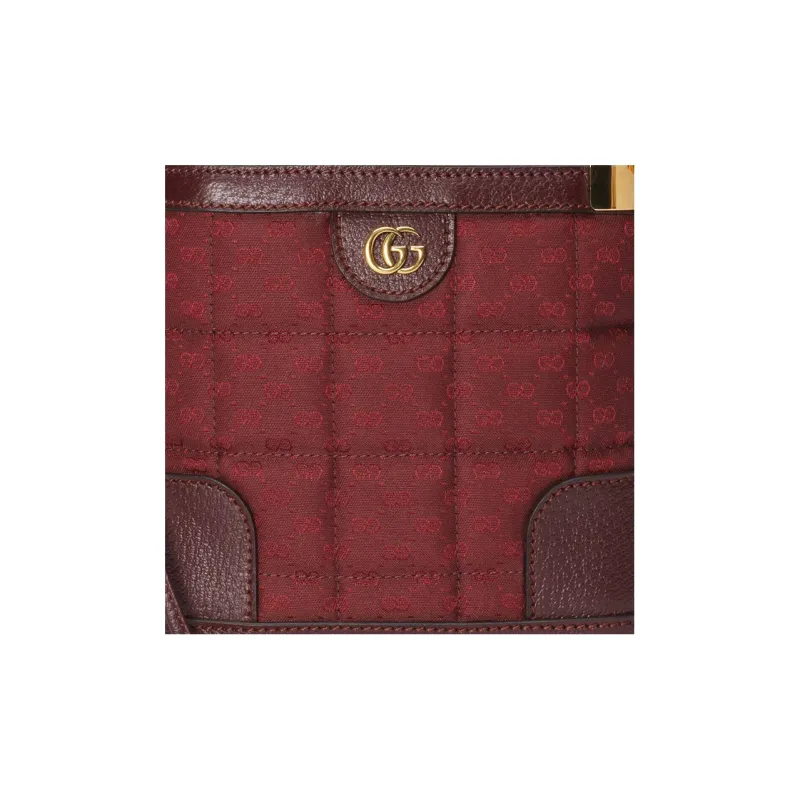 GUCCI Canvas With Leather Trim Bucket Bag, Handbag, Shoulder Bag, Crossbody Bag Mini Women's Burgundy-8