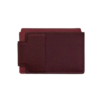 HERMES Evercolor Calfskin Mysore Sheepskin Card Holder Women's Maroon/Burgundy