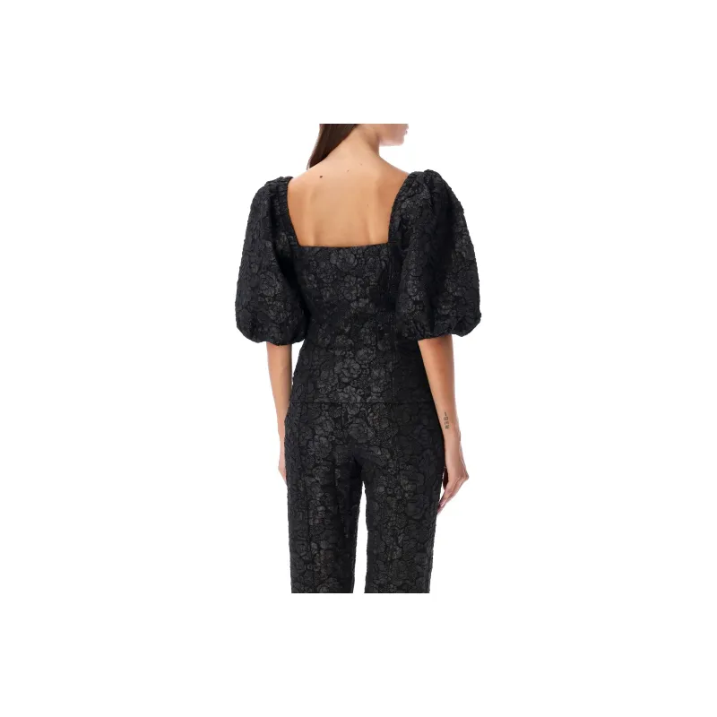 GANNI Jacquard Button Up Blouse-1