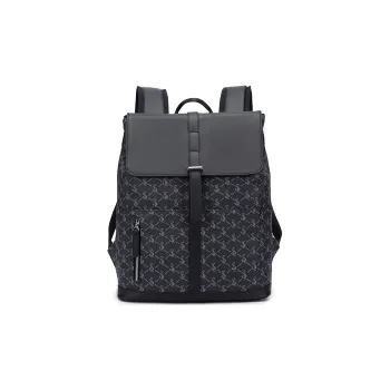 Slazenger Embossed Leather Backpack Regular Unisex Obsidian