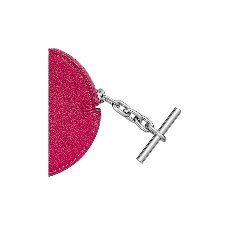 HERMES Strap Evercolor Calfskin Coin Purse Women's 90 Framboise Overripe Plum Color-2