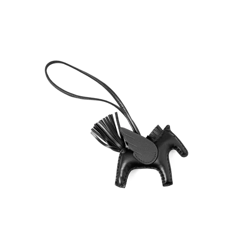 HERMES Leather Pendants Unisex Black-1