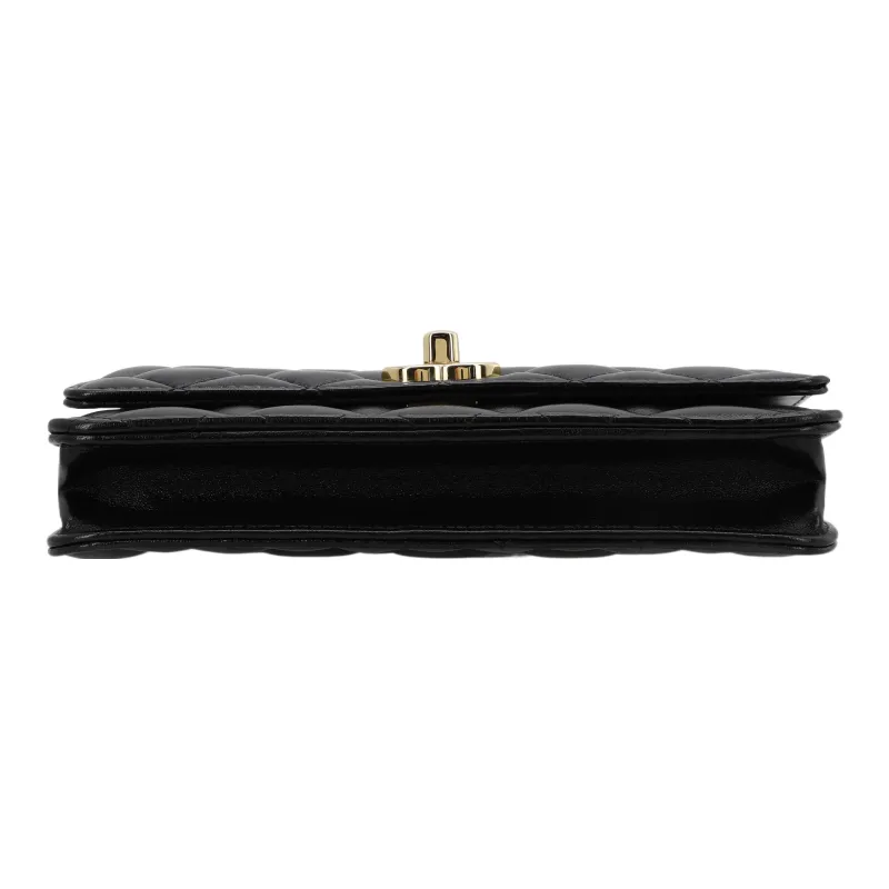 CHANEL Lambskin Shoulder Bag, Crossbody Bag, Wallet Women's Black-3