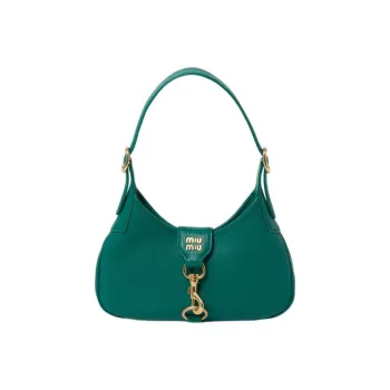 MIU MIU Hobo Leather Arc Shoulder Bag Handbag Shoulder Bag Women's Green