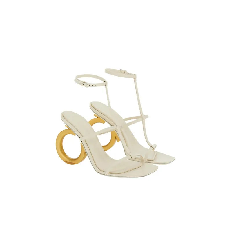 FERRAGAMO Elina One Strap Sandals 10.5cm Women's White-2
