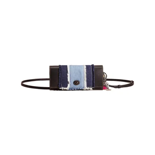 COACH Envelope Leather Envelope Bag Shoulder Bag Crossbody Bag Wallet Small Size Women's Black