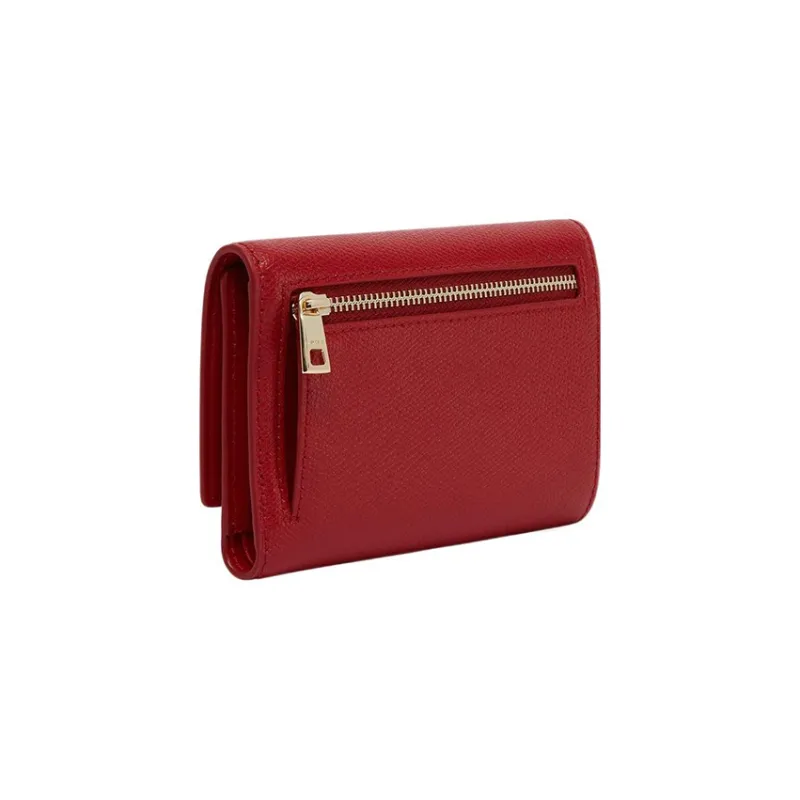 Furla 1927 Collection Cow Leather Coin Purse Card Holder Wallet Small Size Women's Red-1