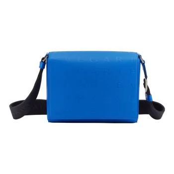 BVLGARI Calfskin Messenger Bag, Shoulder Bag, Crossbody Bag Men's Blue