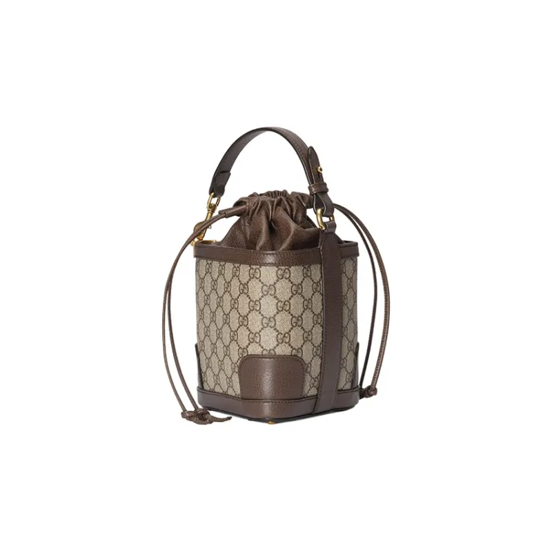 GUCCI Canvas With Leather Trim Bucket Bag Handbag Shoulder Bag Crossbody Bag Regular Women's Beige/Ebony-4