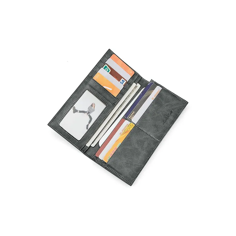 MashaLanti Soft Leather Synthetic Leather Card Holder, Wallet Regular Men's Gray-4